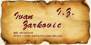 Ivan Žarković vizit kartica